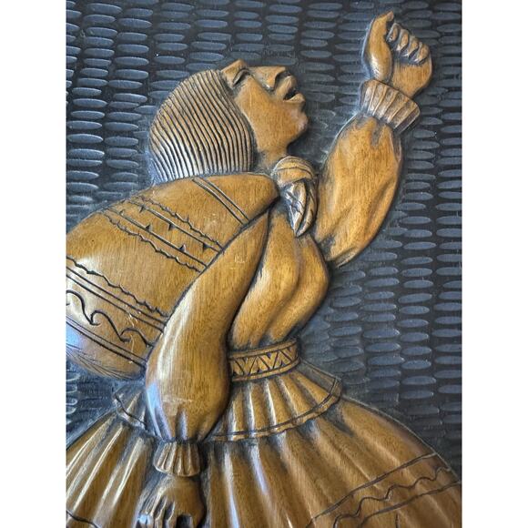 Vintage Relief Wood Carved Gallery Wall Art Picture Panel Social Justice Freedom - Picture 5 of 5